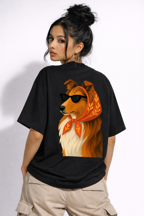 Anımal Sırt Baskılı Oversize Kalın Kumaş Bol Kalıp T-Shirt