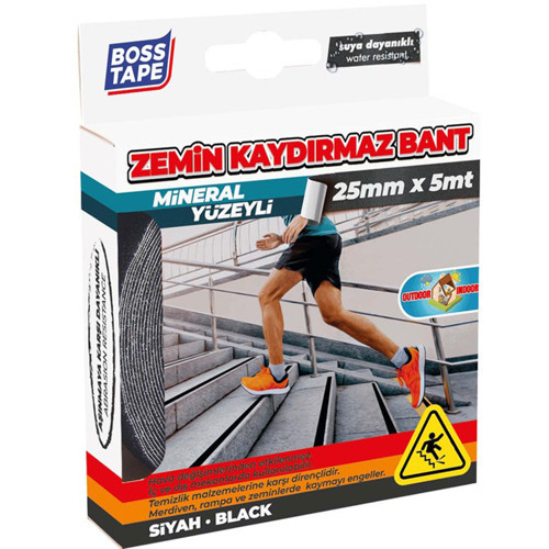 İç Ve Dış Mekan Kaydırmaz Bandı 25 Mm X 5 Metre Siyah Bt-10002