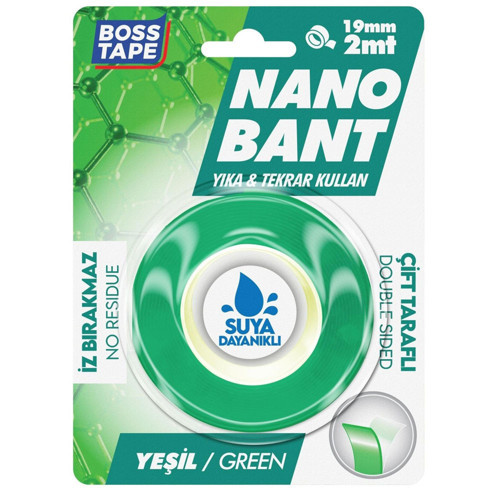 Yeni Yeşil Nano Bant Magic Tape Asma Montaj Bandı 19 Mm X 2 Metre Bt-01035