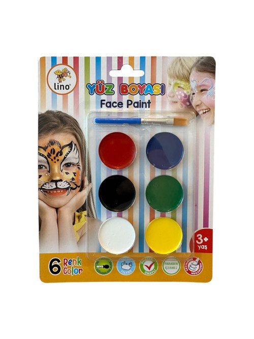 Yüz Boyası 6 Renk Tablet Fırçalı Yıkanabilir Ln-904