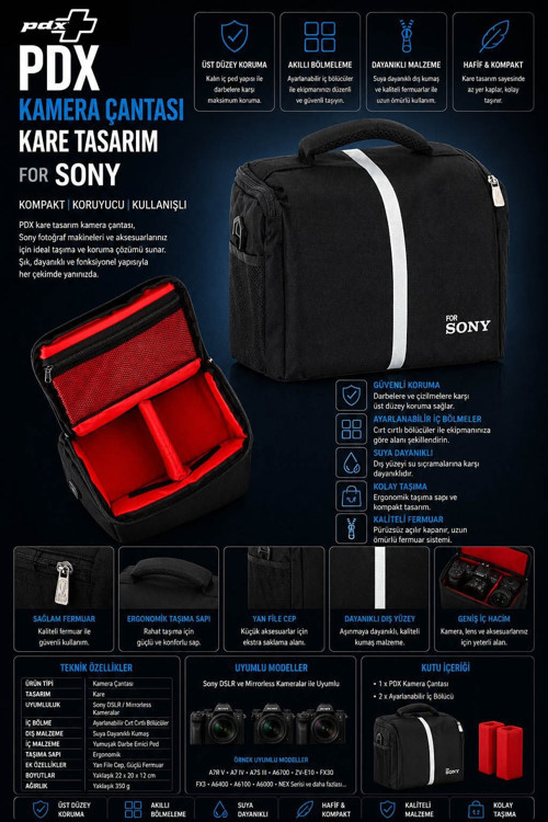 Kamera Çantası | Kare Tasarım | For Sony