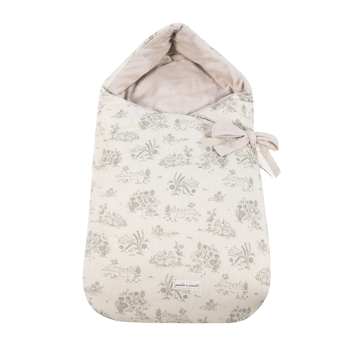 Hood Toile de Jouy Kundak Bebek Battaniye Cream