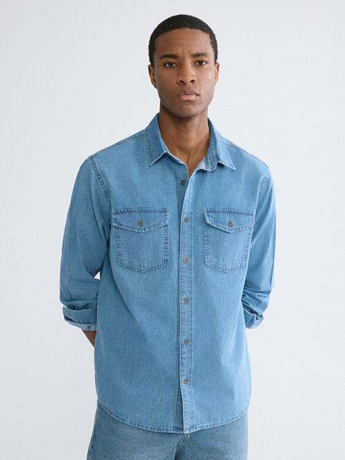 LCW Jeans İndigo Regular Fit Erkek Jean Gömlek