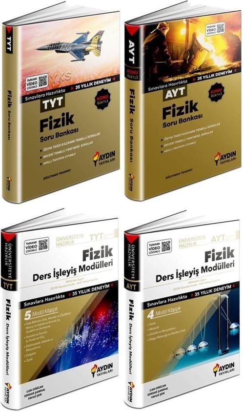 Aydın 2024 Tyt Ayt Fizik Konu Özetli Soru + Ders İşleyiş Seti 4 Kitap