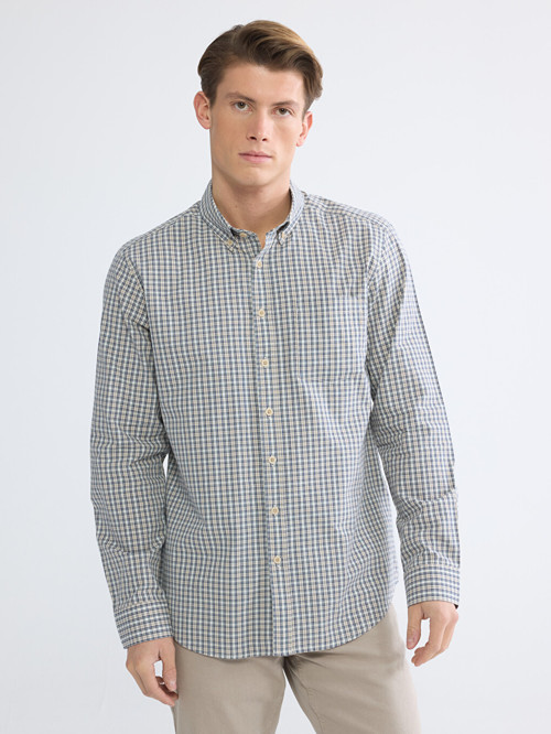 LCWAIKIKI Classic Bej Regular Fit Ekose Erkek Gömlek