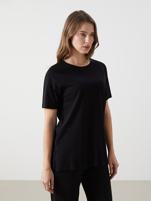 LCW Comfort Siyah %100 Pamuklu Kadın Tişört