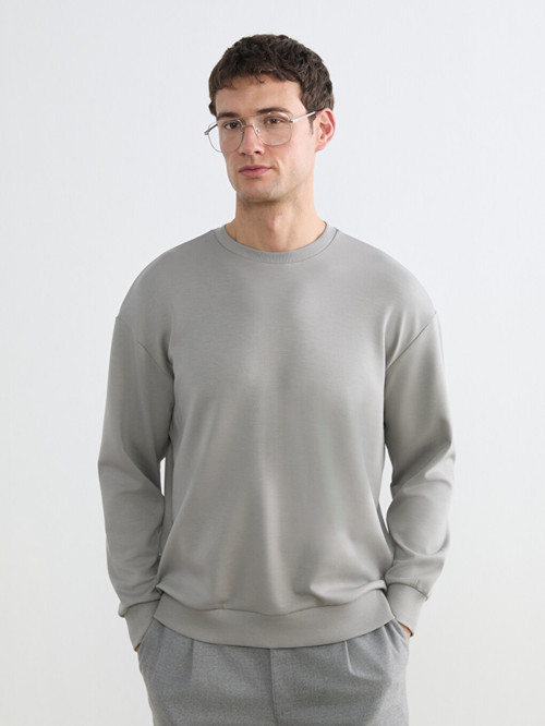 LCW Vision Gri Bisiklet Yaka Erkek Sweatshirt
