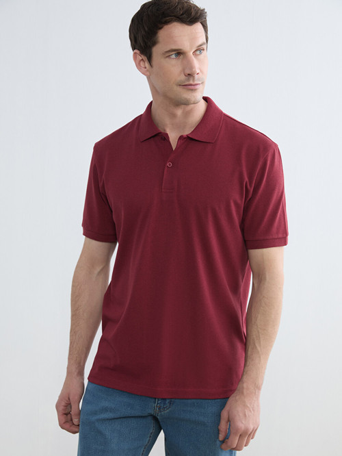 LC WAIKIKI Bordo Polo Yaka Pike Erkek Tişört