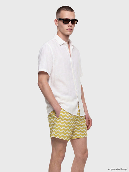LCW SWIMWEAR Sarı Kısa Boy Desenli Erkek Deniz Şortu