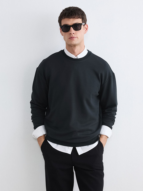 LCW Vision Antrasit Bisiklet Yaka Erkek Sweatshirt