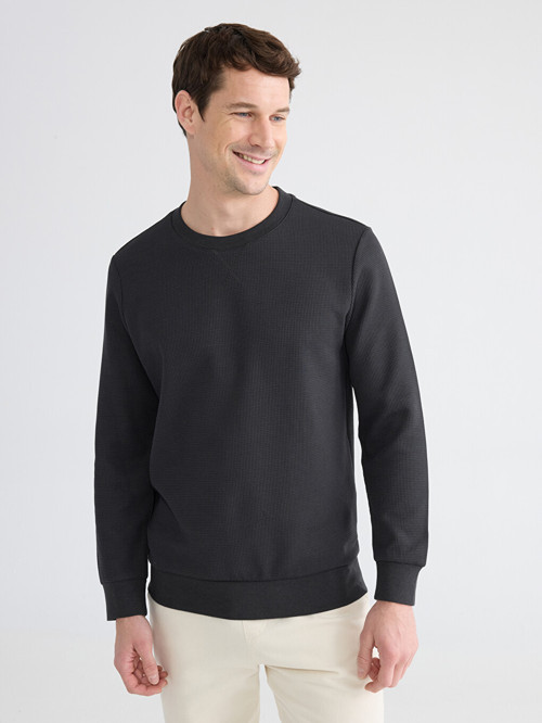 LCWAIKIKI Classic Antrasit Bisiklet Yaka Erkek Sweatshirt