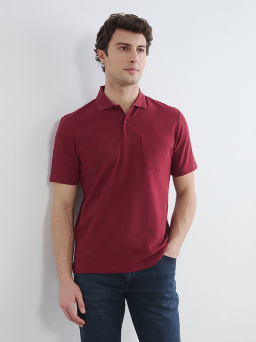 LCWAIKIKI Classic Kırmızı Polo Yaka Pike Erkek Tişört
