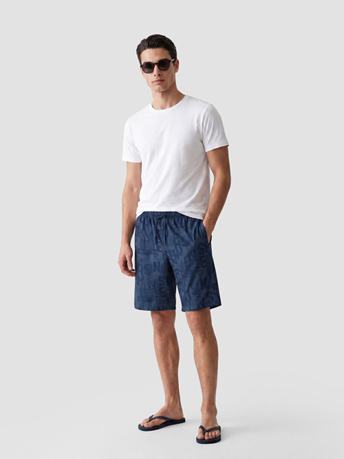 LCW SWIMWEAR Lacivert Diz Hizası Boy Desenli Erkek Deniz Şortu