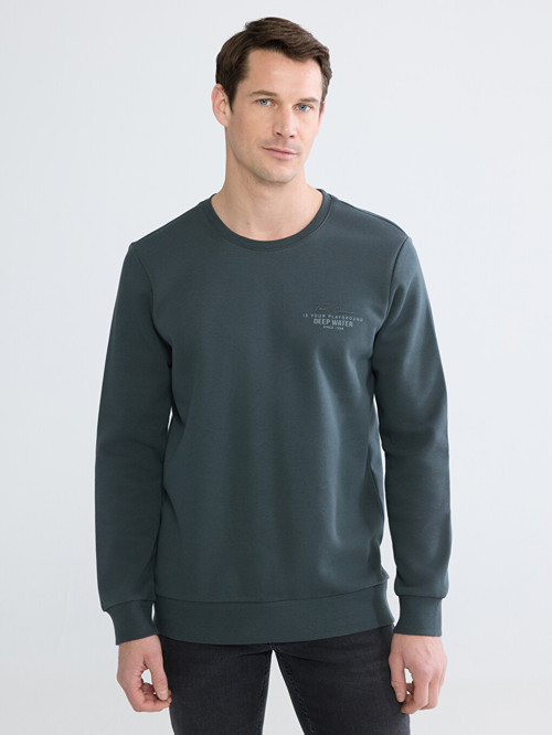 LCWAIKIKI Classic Antrasit Bisiklet Yaka Erkek Kalın Sweatshirt
