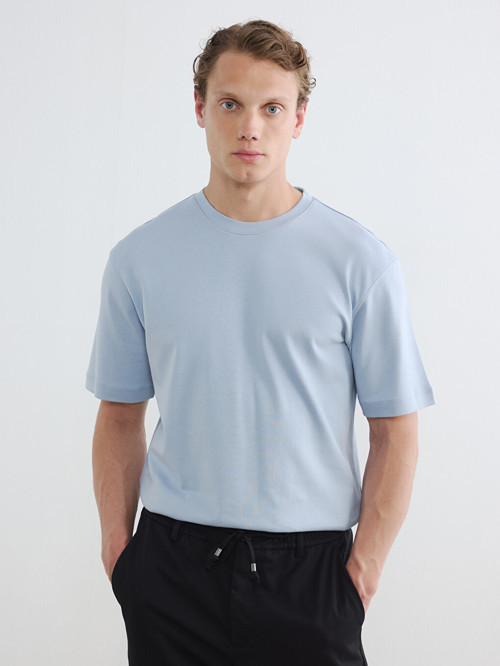LCW Vision Mavi Relaxed Fit Bisiklet Yaka Erkek Tişört
