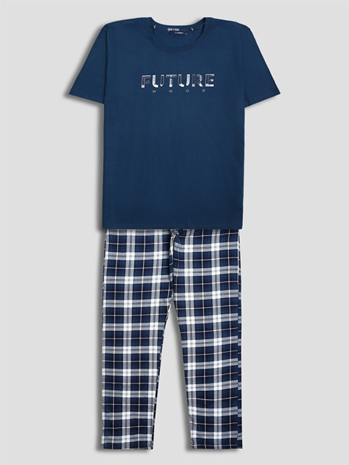 LC WAIKIKI Lacivert Ekose Erkek Pijama Takımı