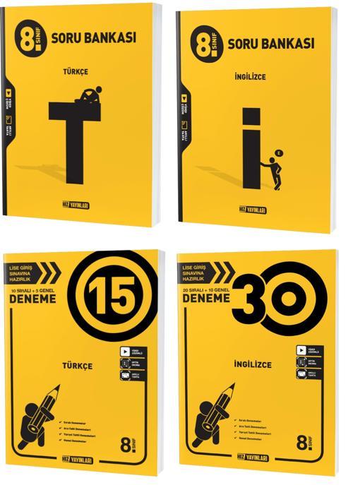 Hız Lgs 2024 8. Sınıf Türkçe + İngilizce Soru + Deneme Seti 4 Kitap