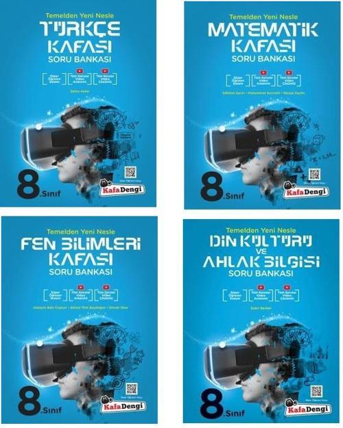 Kafadengi 2024 8. Sınıf Lgs Matematik + Türkçe + Fen + Din Kafası Soru Seti 4 Kitap