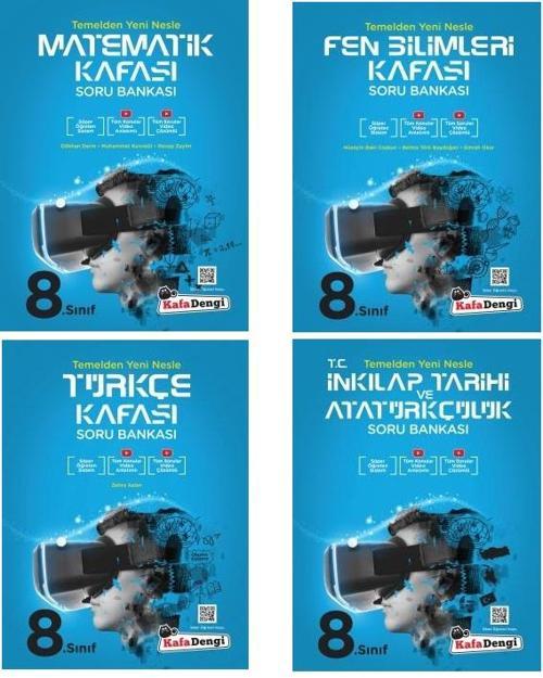 Kafadengi 2024 8. Sınıf Lgs Matematik + Türkçe + Fen + İnkılap Kafası Soru Seti 4 Kitap