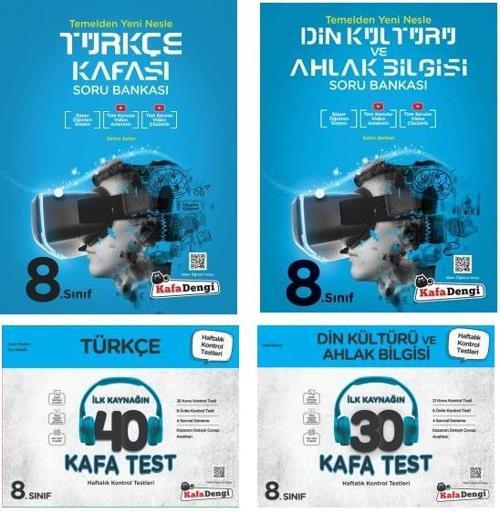 Kafadengi 2024 8. Sınıf Lgs Türkçe + Din Kültürü Kafa Soru + Test Seti 4 Kitap