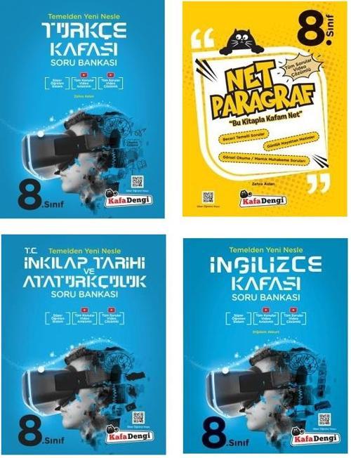 Kafadengi 2024 8. Sınıf Lgs Türkçe + Paragraf + İngilizce + İnkılap Kafası Soru Seti 4 Kitap