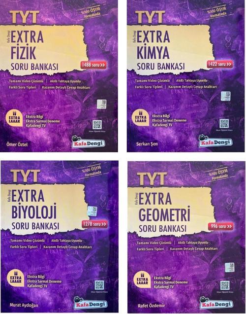 Kafadengi 2024 Tyt Geometri + Fizik + Kimya + Biyoloji Extra Soru Seti 4 Kitap