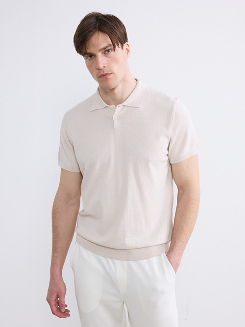 LC WAIKIKI Bej Polo Yaka Erkek Triko Tişört