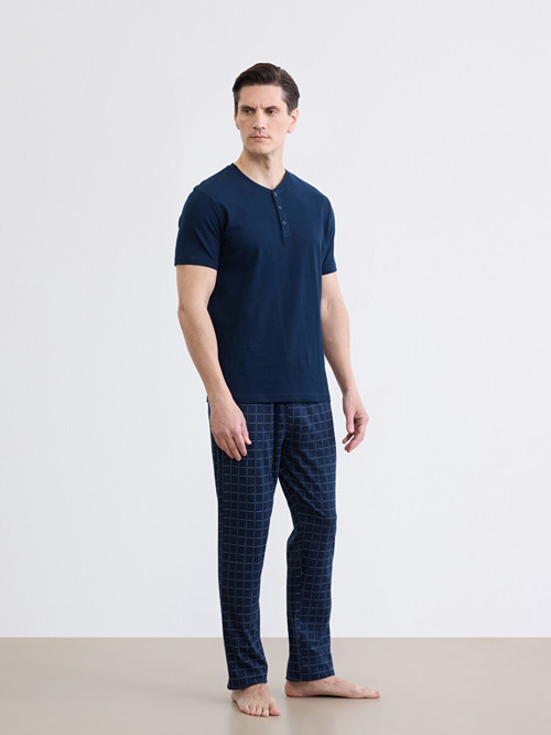 LC WAIKIKI Lacivert Standart Kalıp Ekose Erkek Pijama Alt