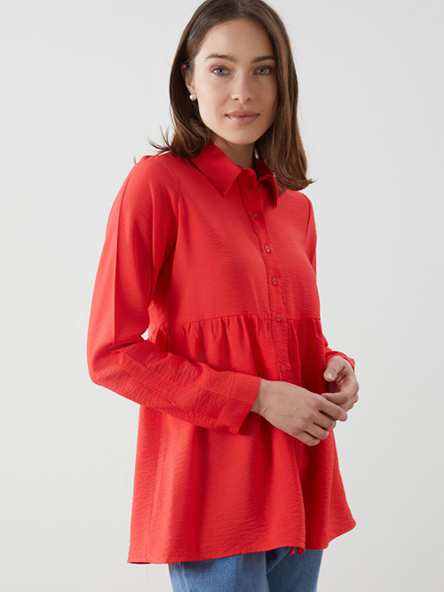 LCW Comfort Kırmızı Regular Fit Kadın Gömlek Tunik