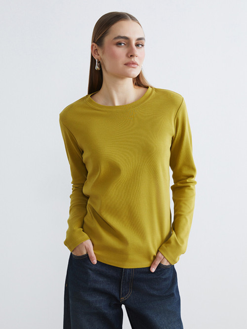 LCWAIKIKI Basic Yeşil Bisiklet Yaka Kadın Body