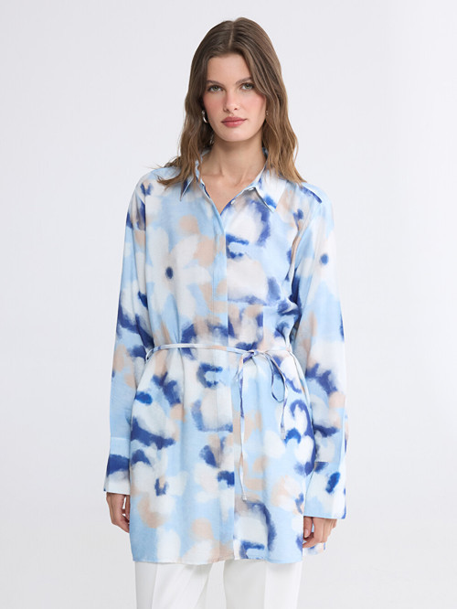 LCW EVERYDAY Mavi Batik Desenli Kadın Gömlek Tunik