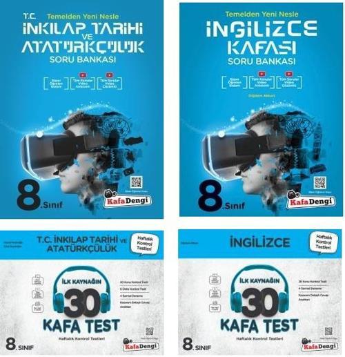 Kafadengi 2024 8. Sınıf Lgs İngilizce + İnkılap Tarihi Kafa Soru + Test Seti 4 Kitap