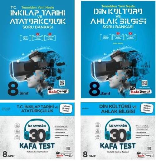 Kafadengi 2024 8. Sınıf Lgs İnkılap Tarihi + Din Kültürü Kafa Soru + Test Seti 4 Kitap