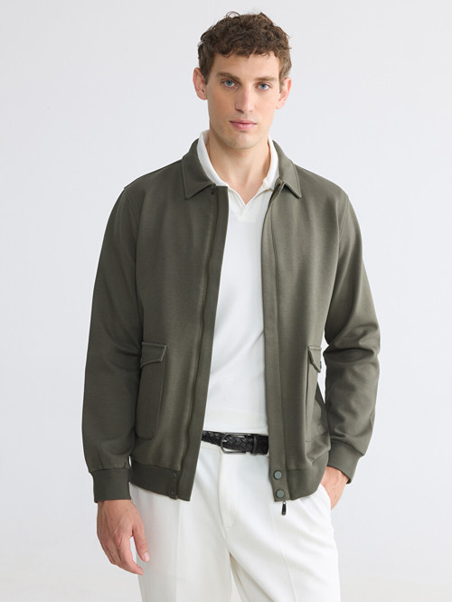 LCWAIKIKI Classic Haki Polo Yaka Erkek Fermuarlı Sweatshirt