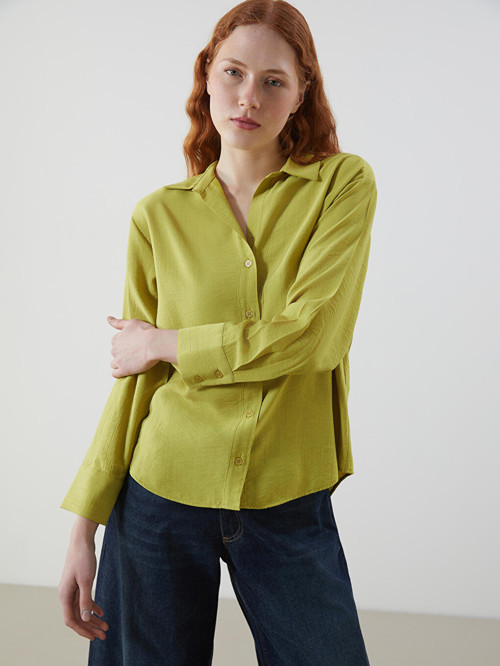 LCWAIKIKI Classic Yeşil Oversize Kadın Gömlek