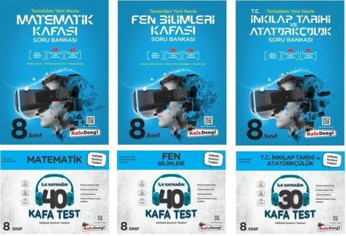 Kafadengi 2024 8. Sınıf Lgs Matematik + Fen + İnkılap Kafa Soru + Test Seti 6 Kitap