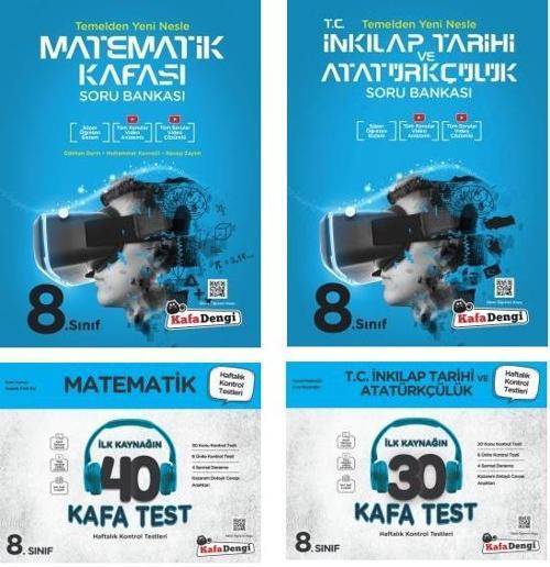 Kafadengi 2024 8. Sınıf Lgs Matematik + İnkılap Tarihi Kafa Soru + Test Seti 4 Kitap