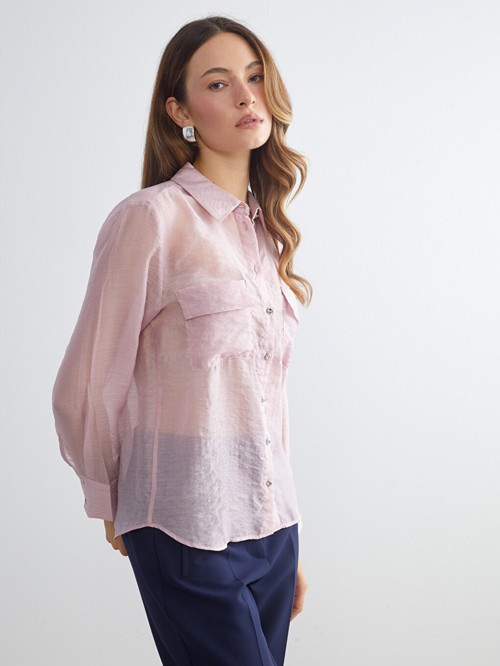 LCWAIKIKI Classic Pembe Oversize Kadın Gömlek