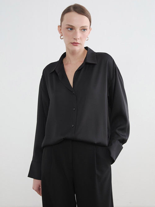 LCW STUDIO Siyah Regular Fit Kadın Gömlek