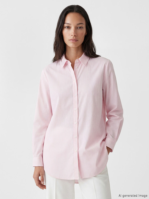 LCW EVERYDAY Pembe Çizgili Kadın Gömlek Tunik