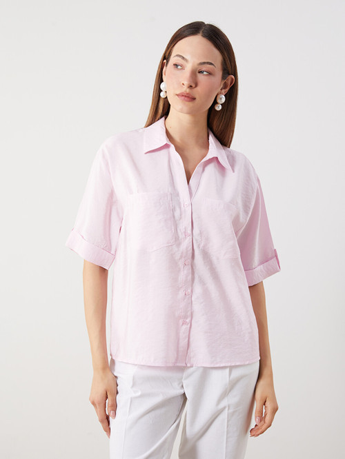 LCW Comfort Pembe Modal Karışımlı Oversize Kadın Gömlek