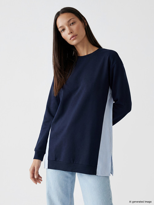 LCW EVERYDAY Lacivert Oversize Soft Touch Kadın Tunik