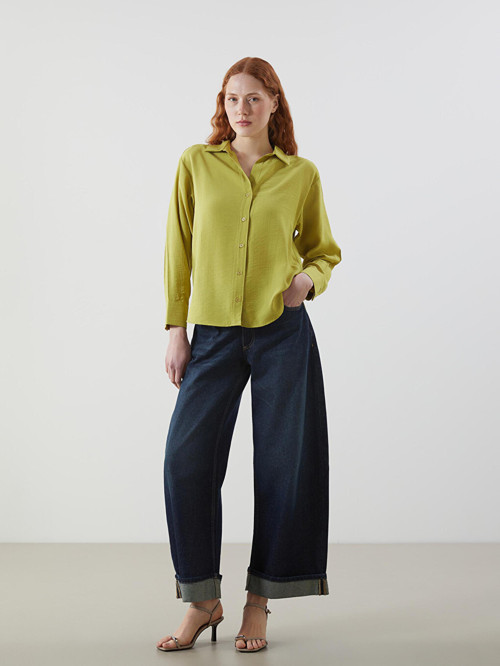 LCWAIKIKI Classic Yeşil Oversize Kadın Gömlek