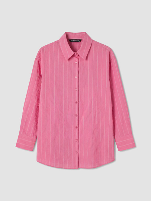 LCW Modest Pembe Çizgili Oversize Kadın Gömlek Tunik
