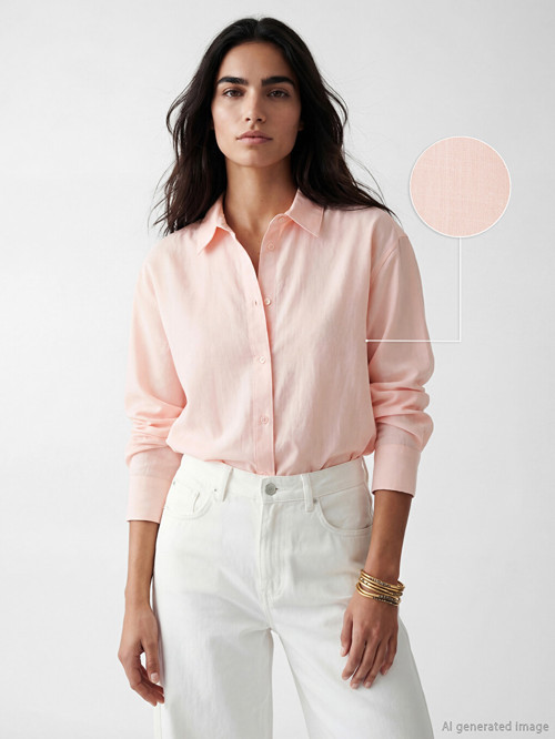 LCW Vision Pembe Oversize Kadın Gömlek