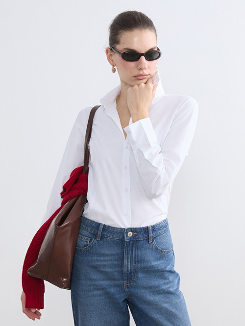 LCW Vision Beyaz Slim Fit Kadın Gömlek