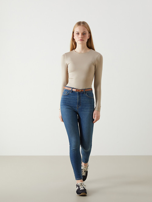 LCW Jeans İndigo Beli Kemerli Jüpiter Süper Skinny Fit Jean Pantolon