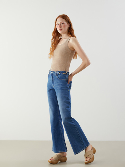 LCW Jeans İndigo Flare Kadın Jean Pantolon