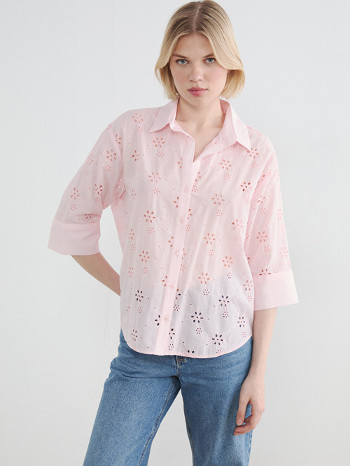 LCW Vision Pembe Oversize Kadın Gömlek