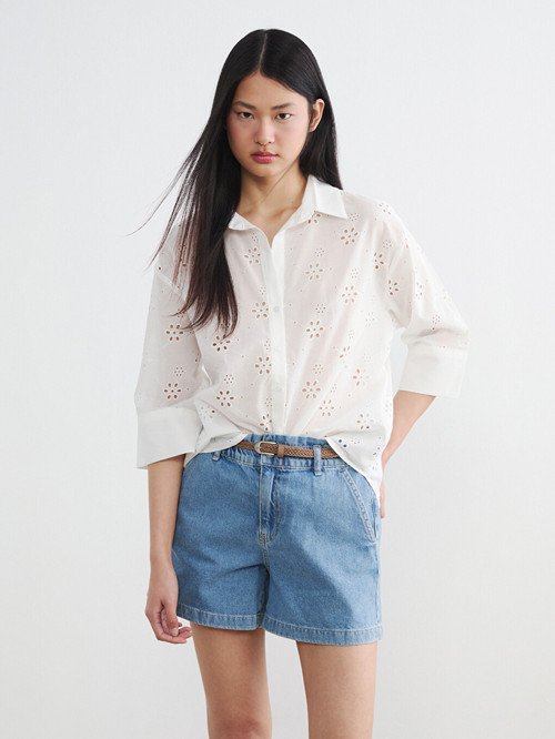 LCW Vision Beyaz Oversize Kadın Gömlek